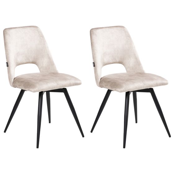 Sæt med 2 spisebordsstole HALLETT Velour Lys Beige