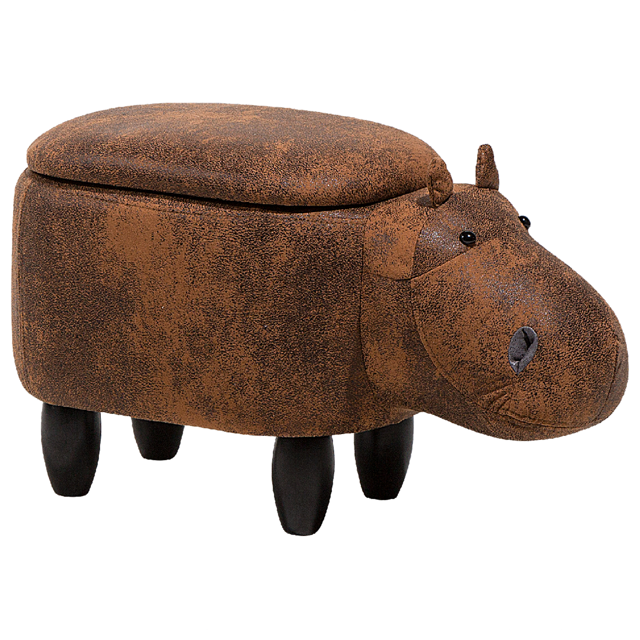 Dyrepuf med opbevaring HIPPO Hippo Kunstlæder Brun