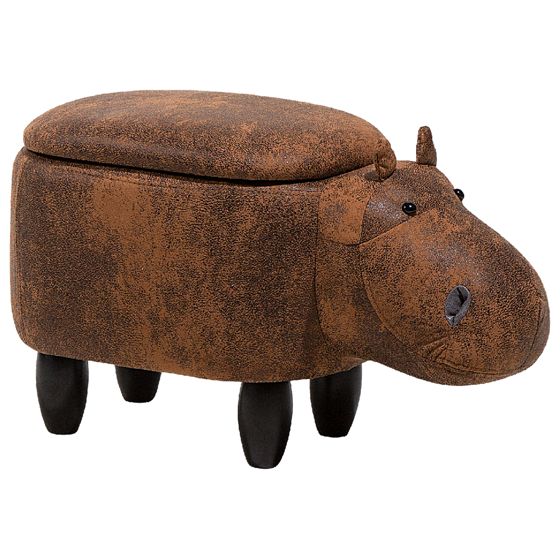 Dyrepuf med opbevaring HIPPO Hippo Kunstlæder Brun