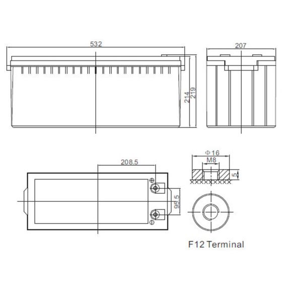 BrightSolar vedligeholdelsesfri AGM-batteri DC12-160Ah