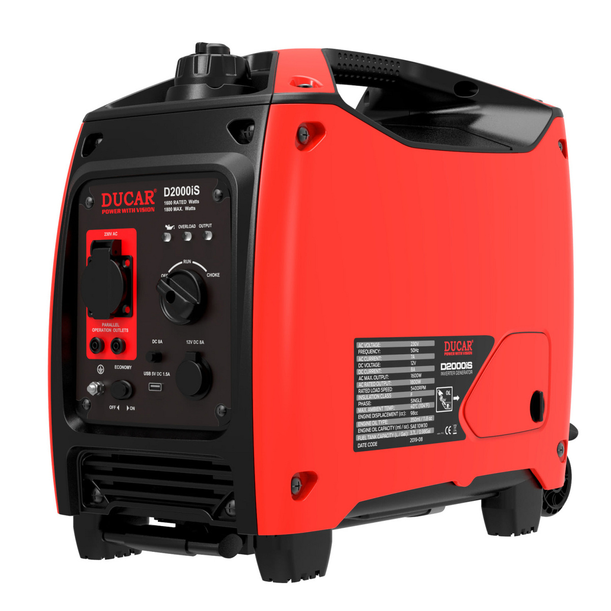 Ducar generator med hjul og trækhåndtag D2000iS