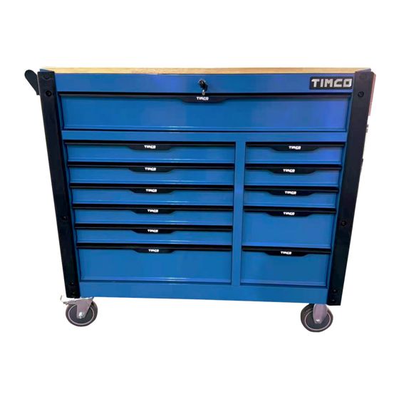 Timco værktøjsvogn med værktøj og træplatform 12 skuffer 275 dele