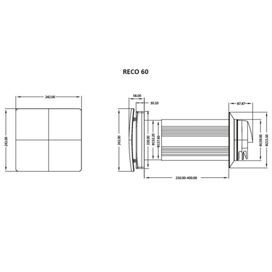 Cooltron ventilationsenhed med varmegenvinding Reco 60 EVO2