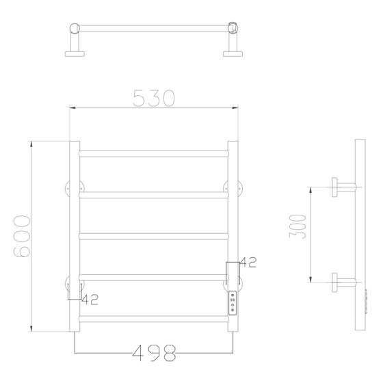 Innosanit håndklædetørrer 5 stænger 80 W mat sort