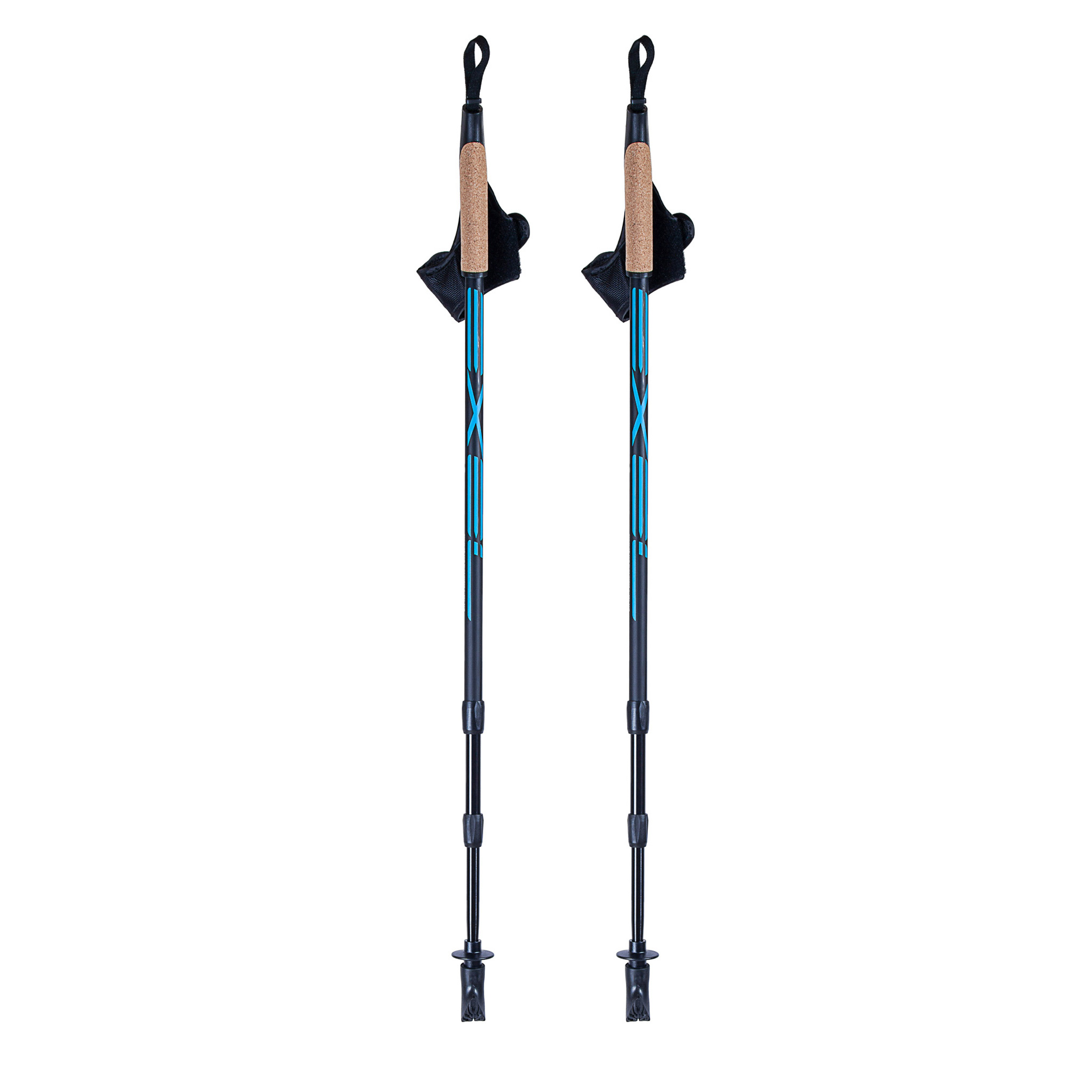 Exel Nordic Walker Alu Justerbare gangstave Sort/Cyan 100–135 cm