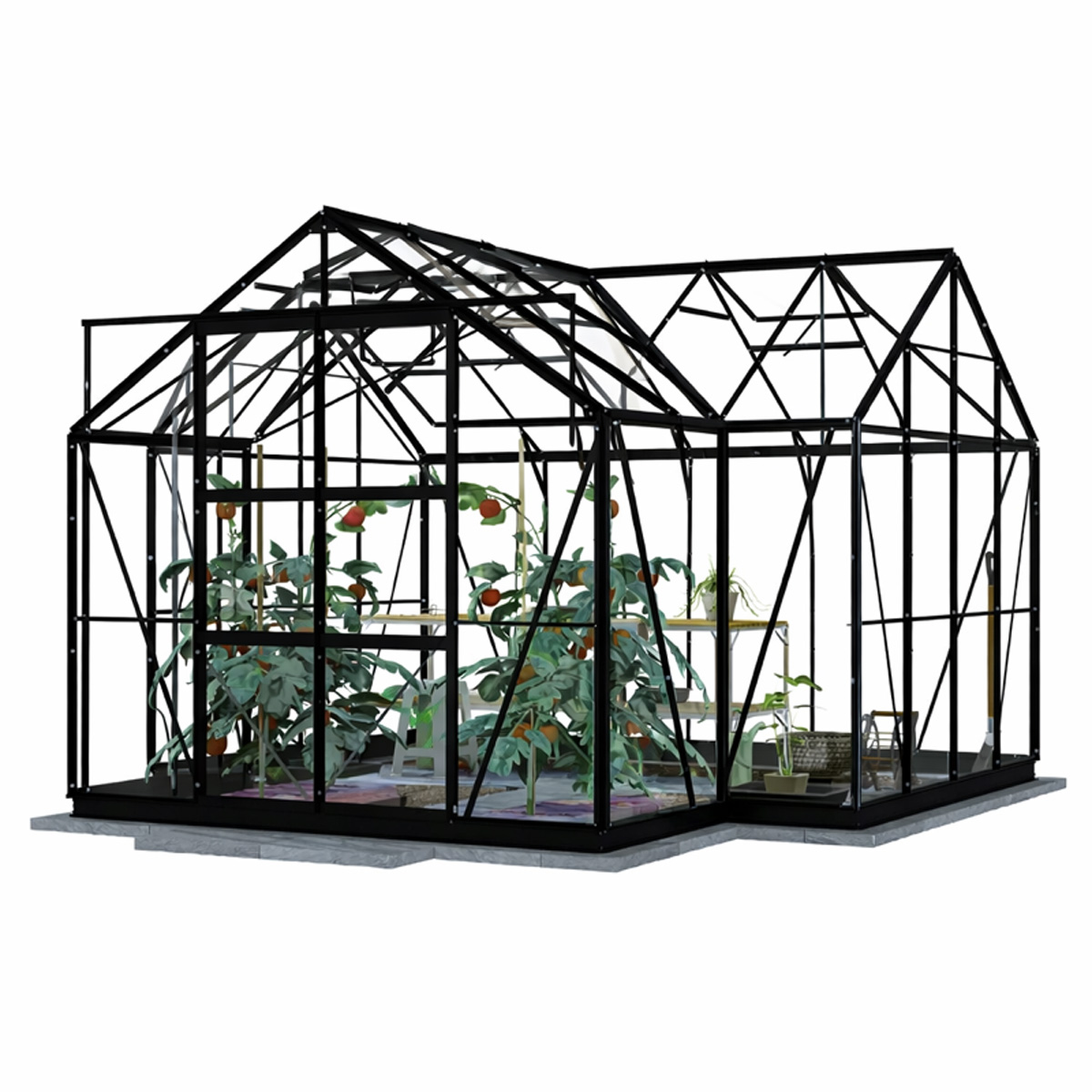 Lykke Drivhus T-formet Sort 12.8 m2