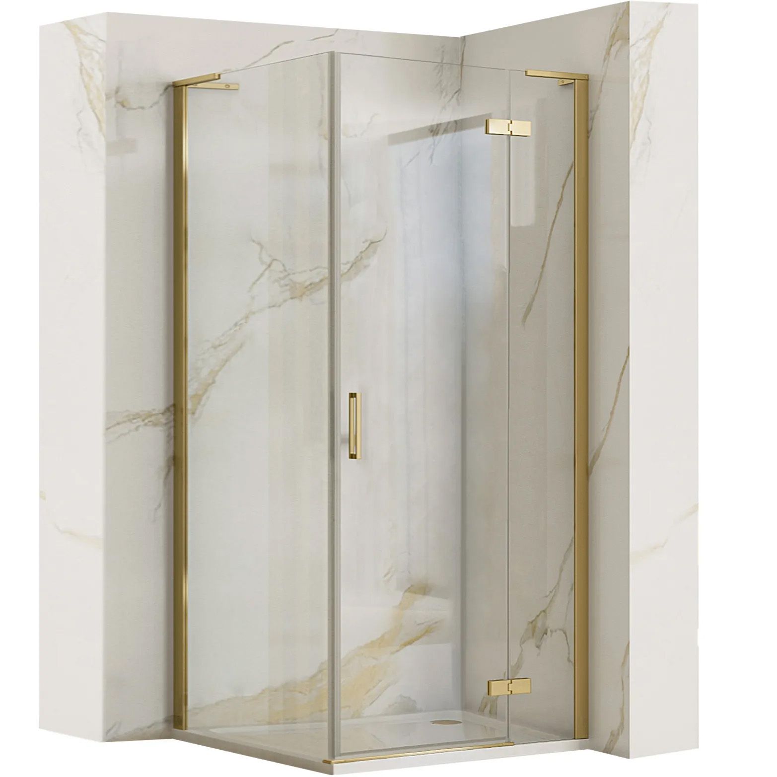 REA brusekabine HUGO 80x90 Børstet guld, 80x90x200,5cm