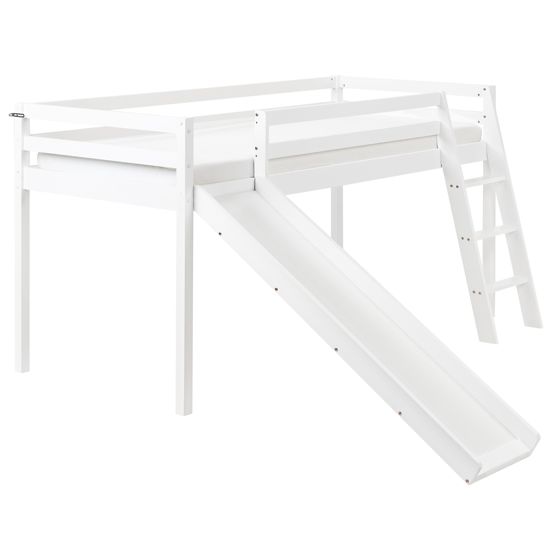 Halvhøj seng Fyretræ STAPLE 90 x 200 cm Med en rutsjebane Hvid