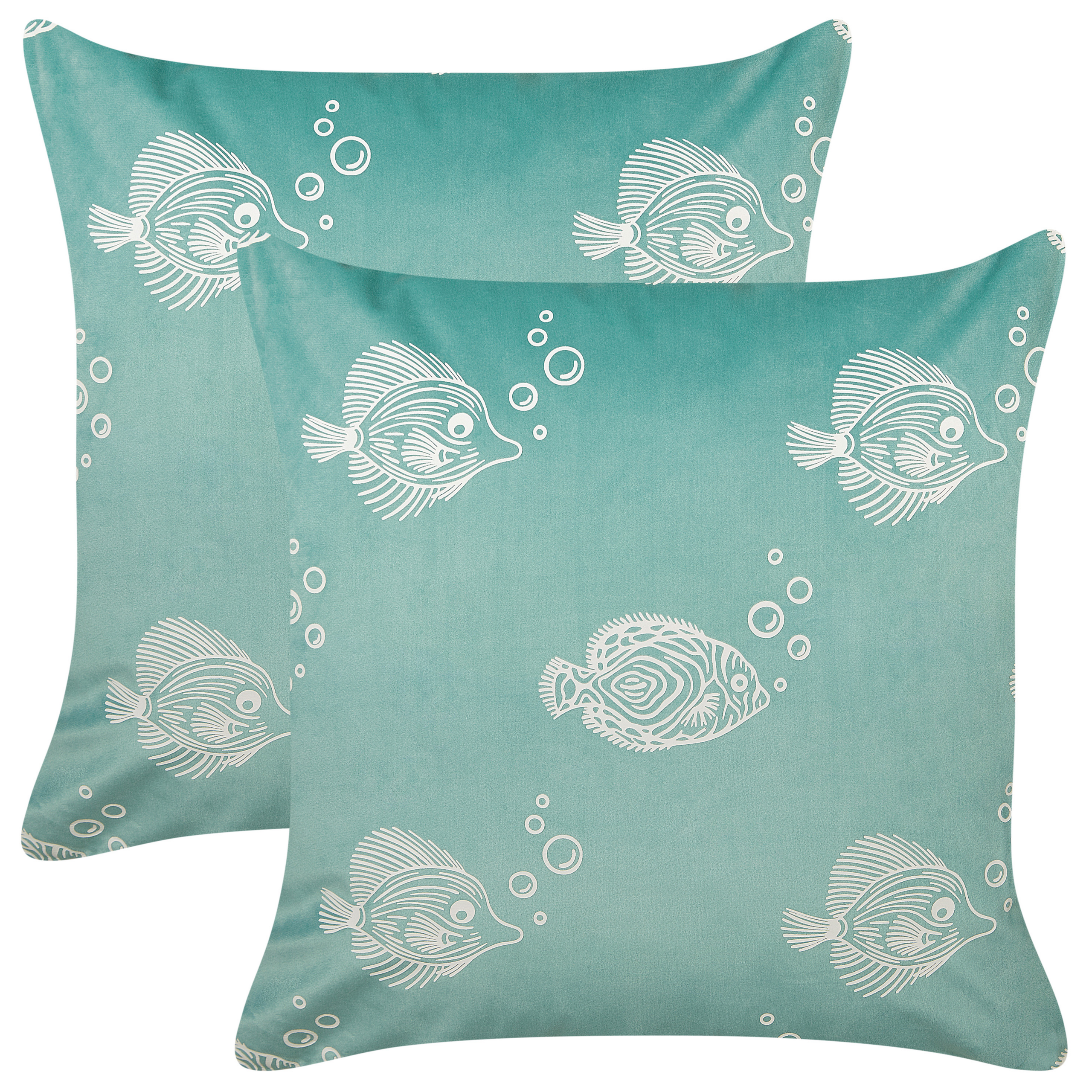 Sæt af 2 pyntepuder SOLIDAGO 45 x 45 cm Velour Grøn