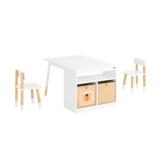 SoBuy Børnebord med stole, Børnebord og -stole, Skrivebord til børn KMB113-W