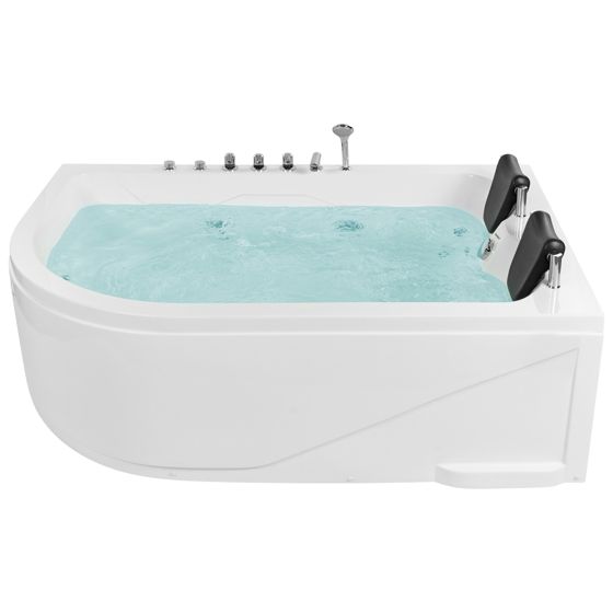 Hjørne-boblebad med LED CALAMA 180 x 120 cm Hvid Venstrevendt