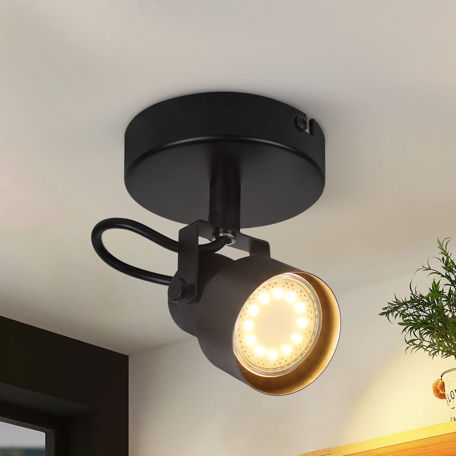 NETTLIFE sort loftspotlight - Vintage GU10 - loftslampe til køkken, stue og entré