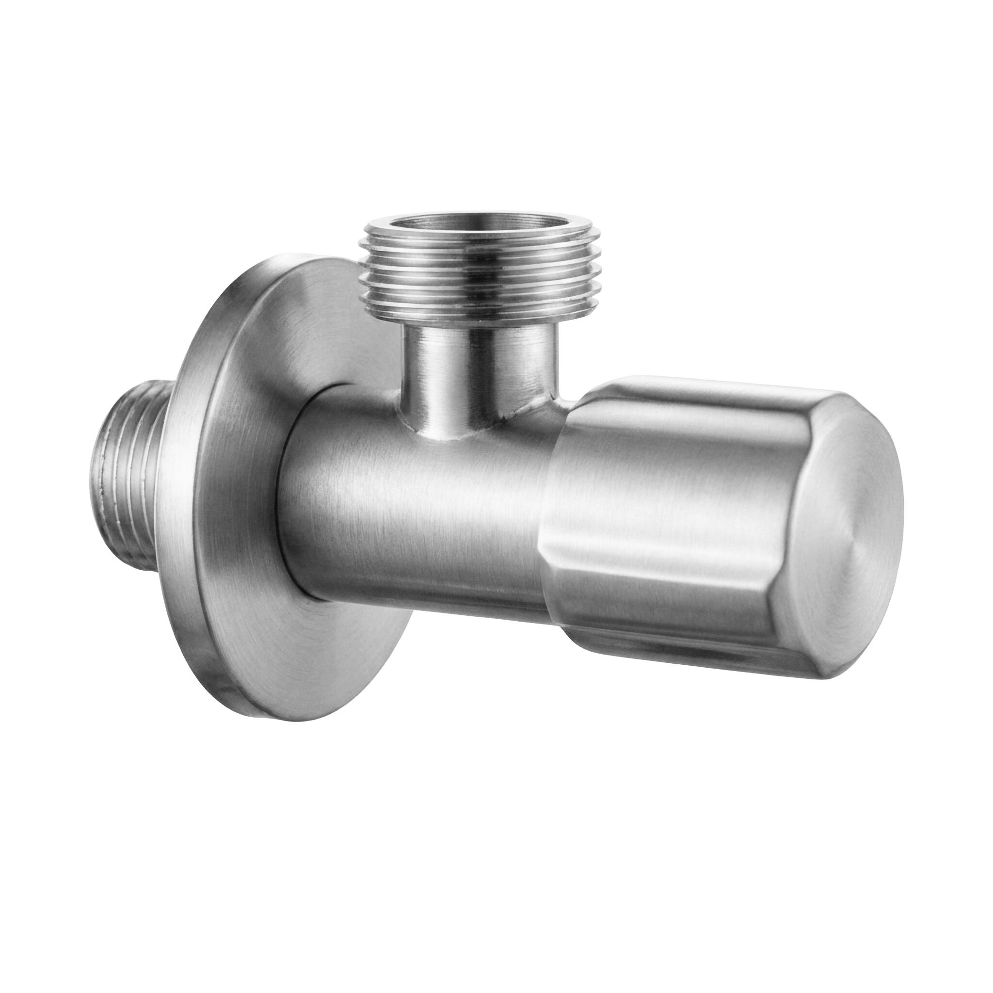 REA vinkelventil 02 1/2" x 3/4" , Børstet stål, 6,9x5x4,5cm
