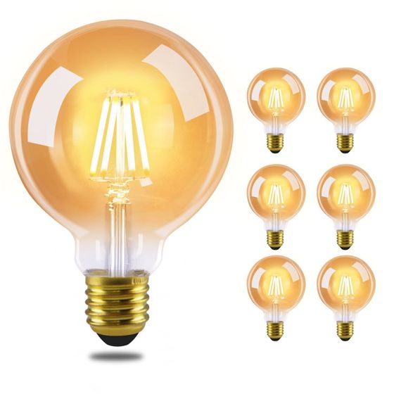 NETTLIFE stk E27 LED-pærer, vintage glødetråd, varm hvid, G95, 2700k, 4 W