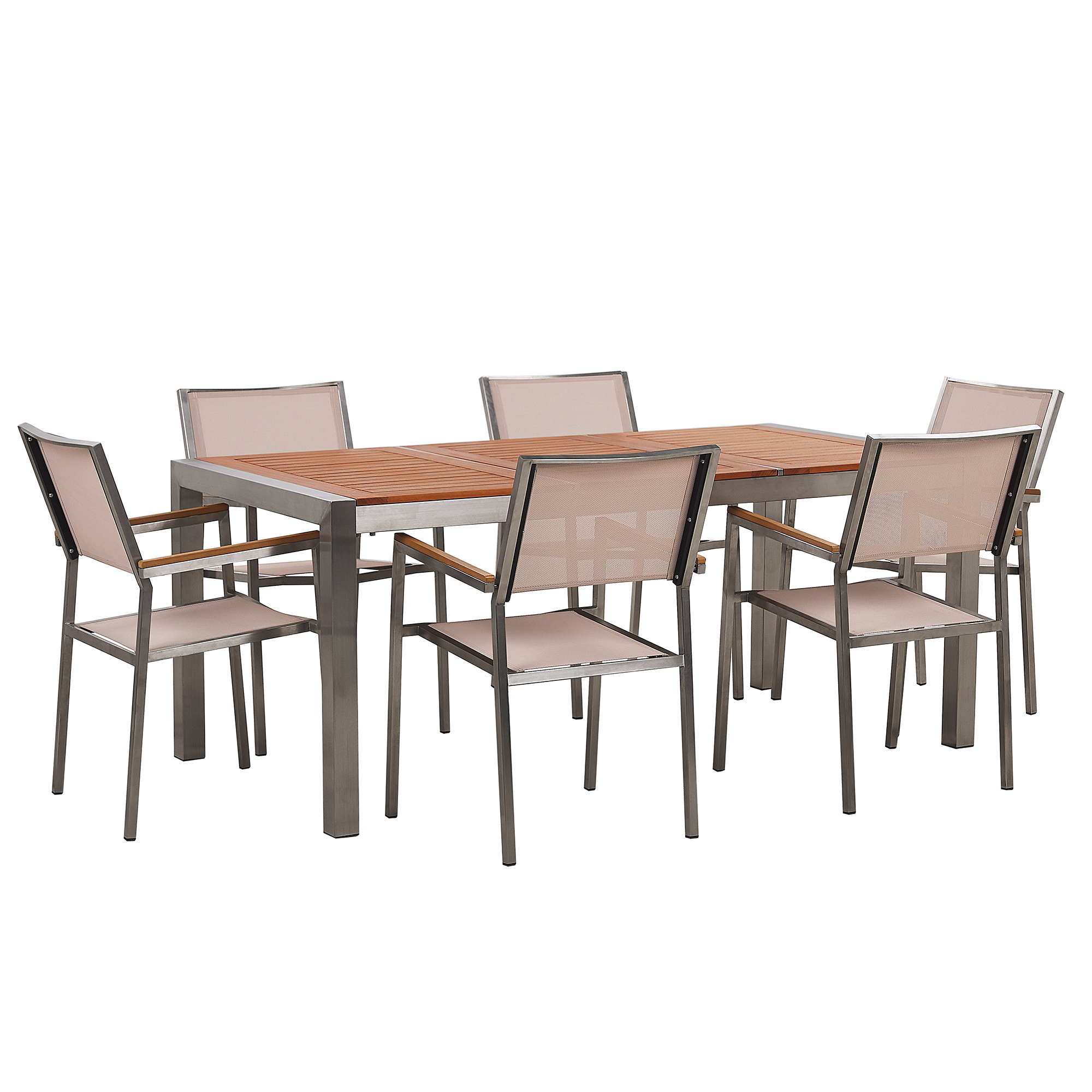 Havemøbelsæt 6 personers GROSSETO Eukalyptustræ Brun/beige