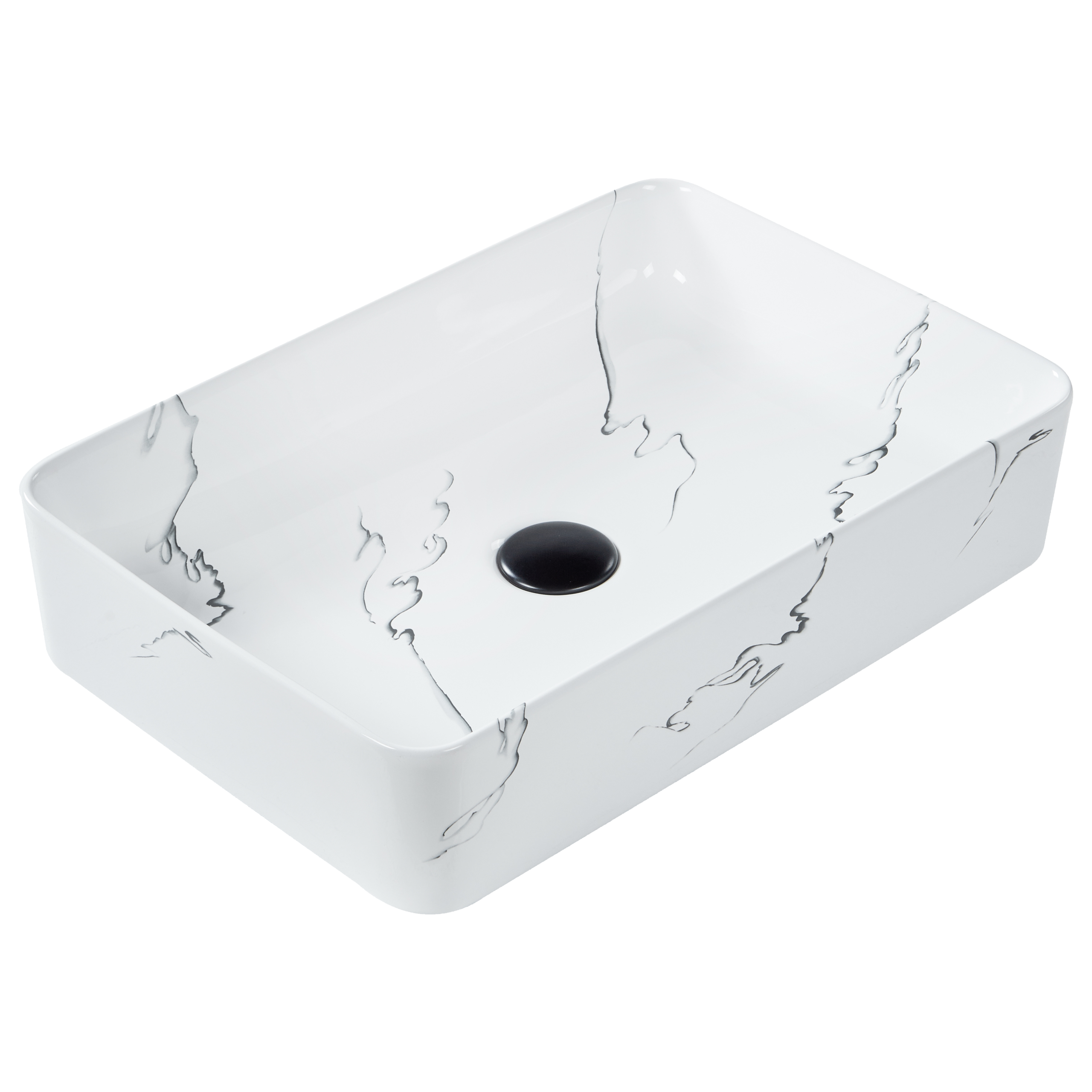 Vask til bordplade HOPI 51 x 34 cm Keramik Hvid marmor