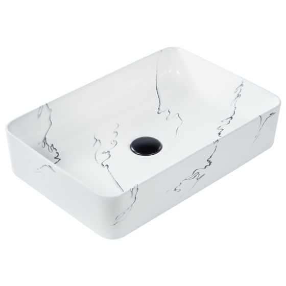Vask til bordplade HOPI 51 x 34 cm Keramik Hvid marmor