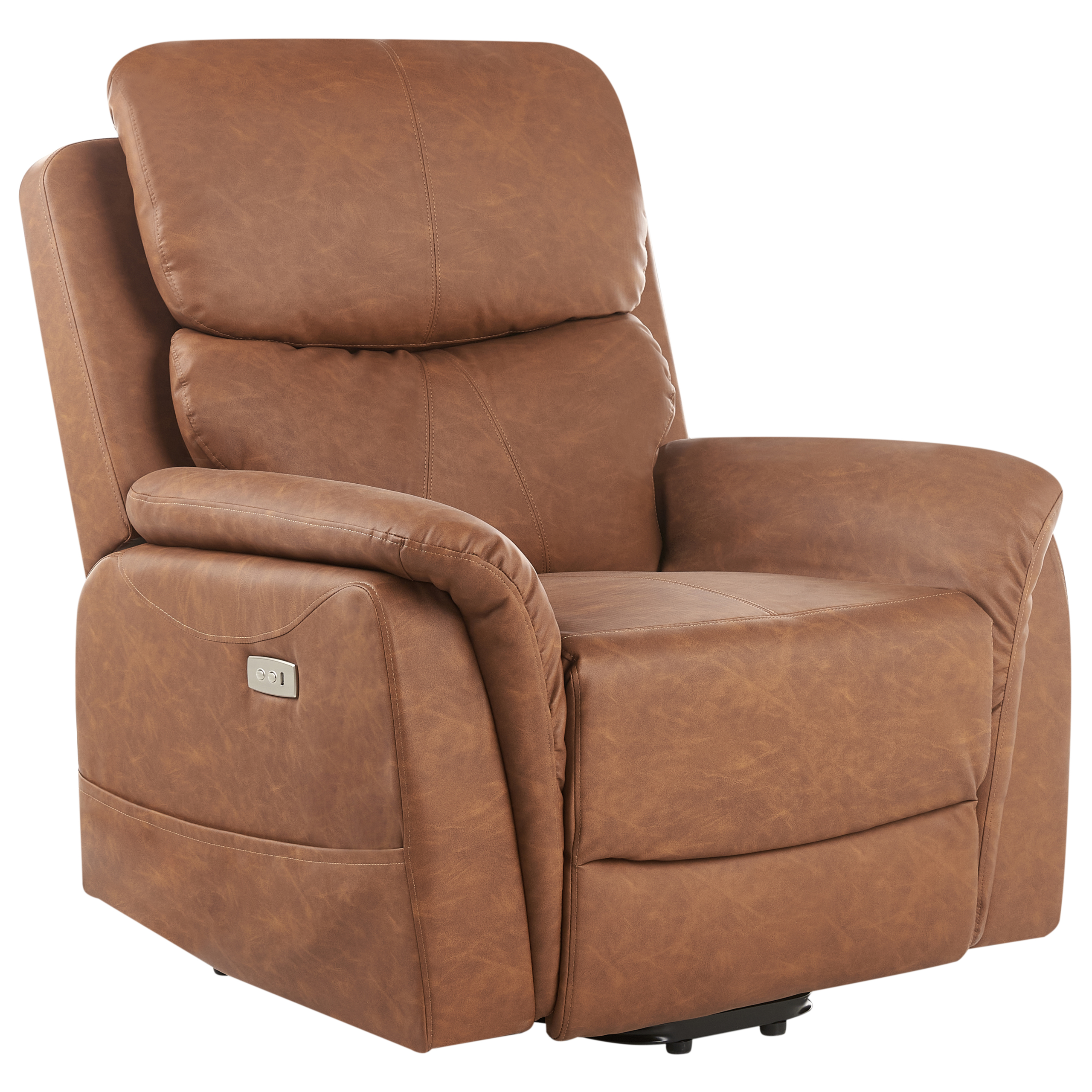 Elektrisk recliner stol GLORIE massagefunktion Kunstlæder Brun