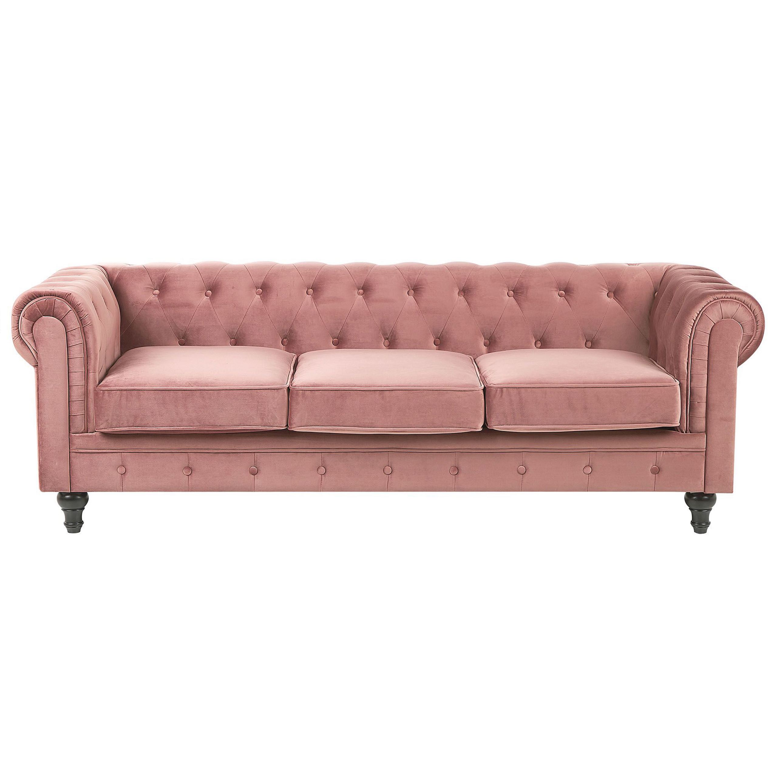 Sofa 3 personers CHESTERFIELD Velour Lyserød