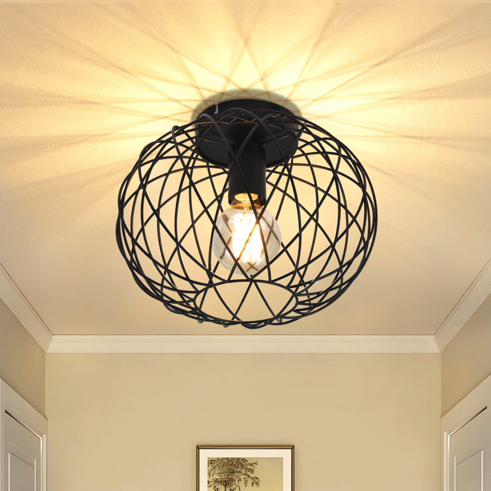 NETTLIFE sort loftslampe, spisestue, burgitter Vintage, E27, metal loftspotlight