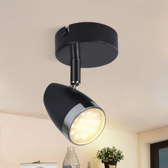 NETTLIFE LED loftspotlight 1 moderne pære 4W sort varm hvid 3000K justerbar 350°