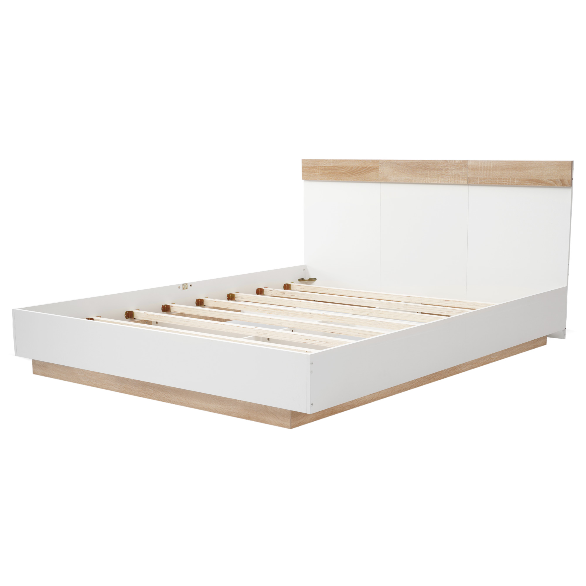 Flydende dobbeltseng 205 x 144 cm, sonoma-eg + hvid