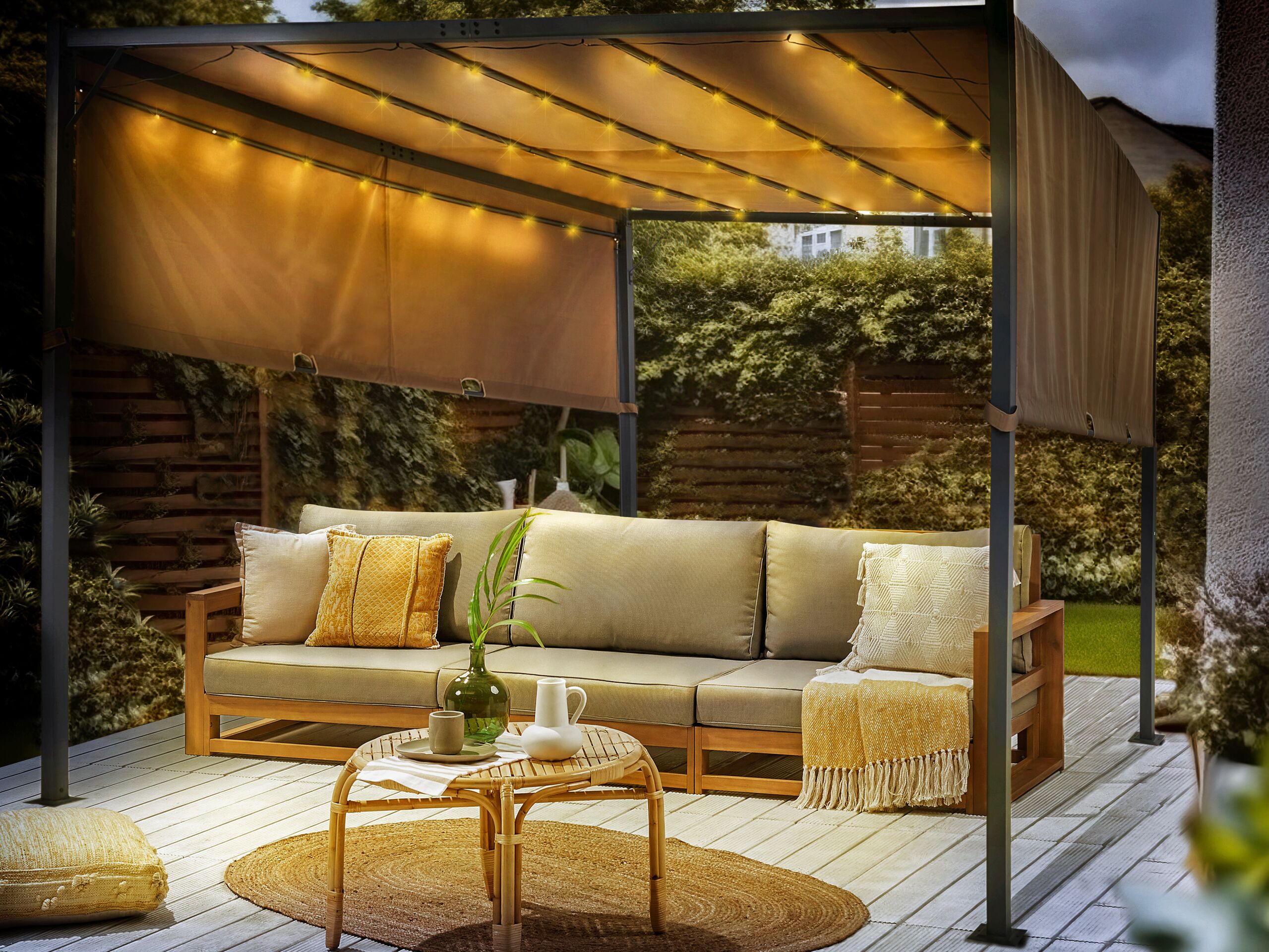 Lysthus LED PARGA 310 cm 310 cm Metal Brun