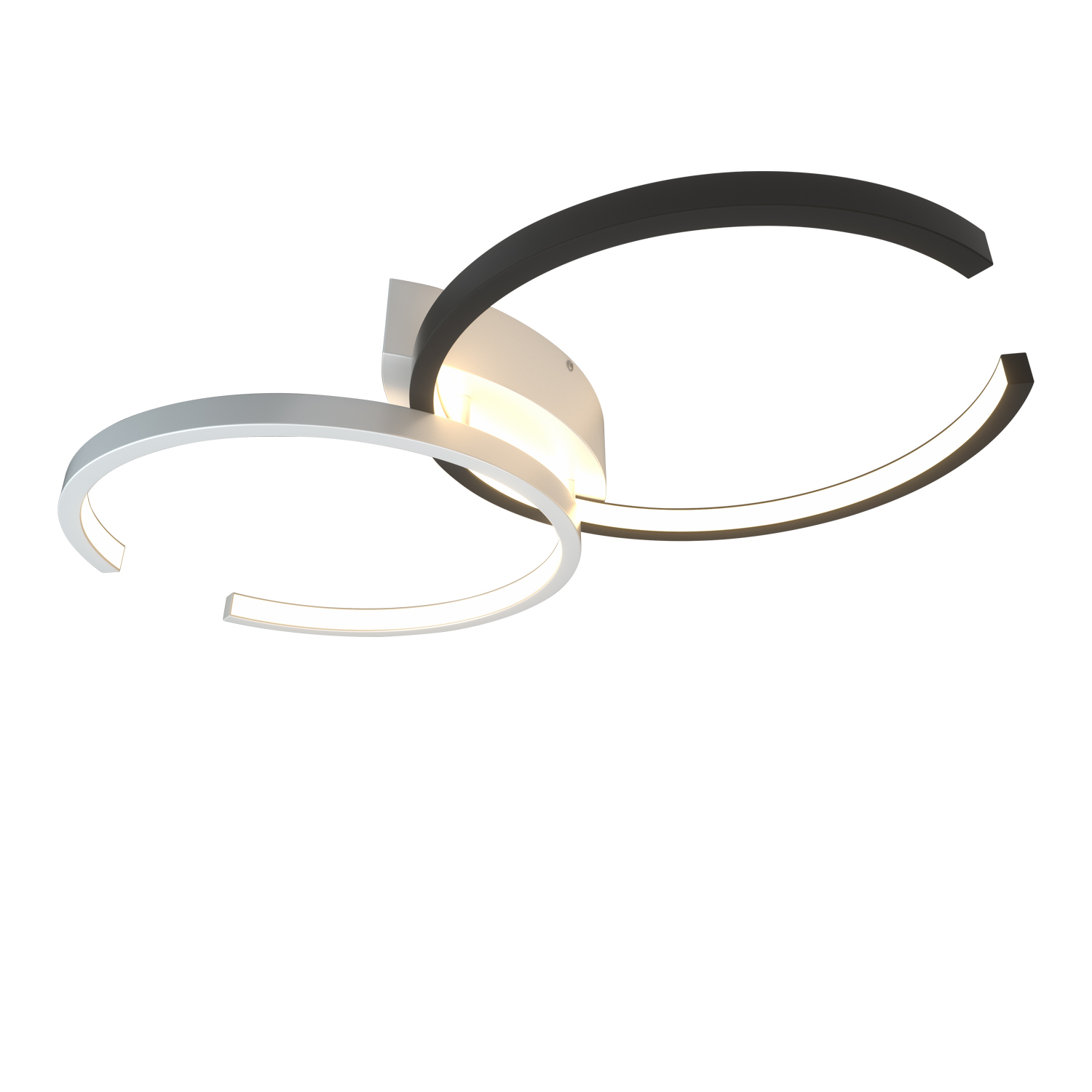 NETTLIFE sort-hvid LED loftlampe 24W, 54cm, 3000K varmt lys til stue, soveværelse, køkken eller børneværelse