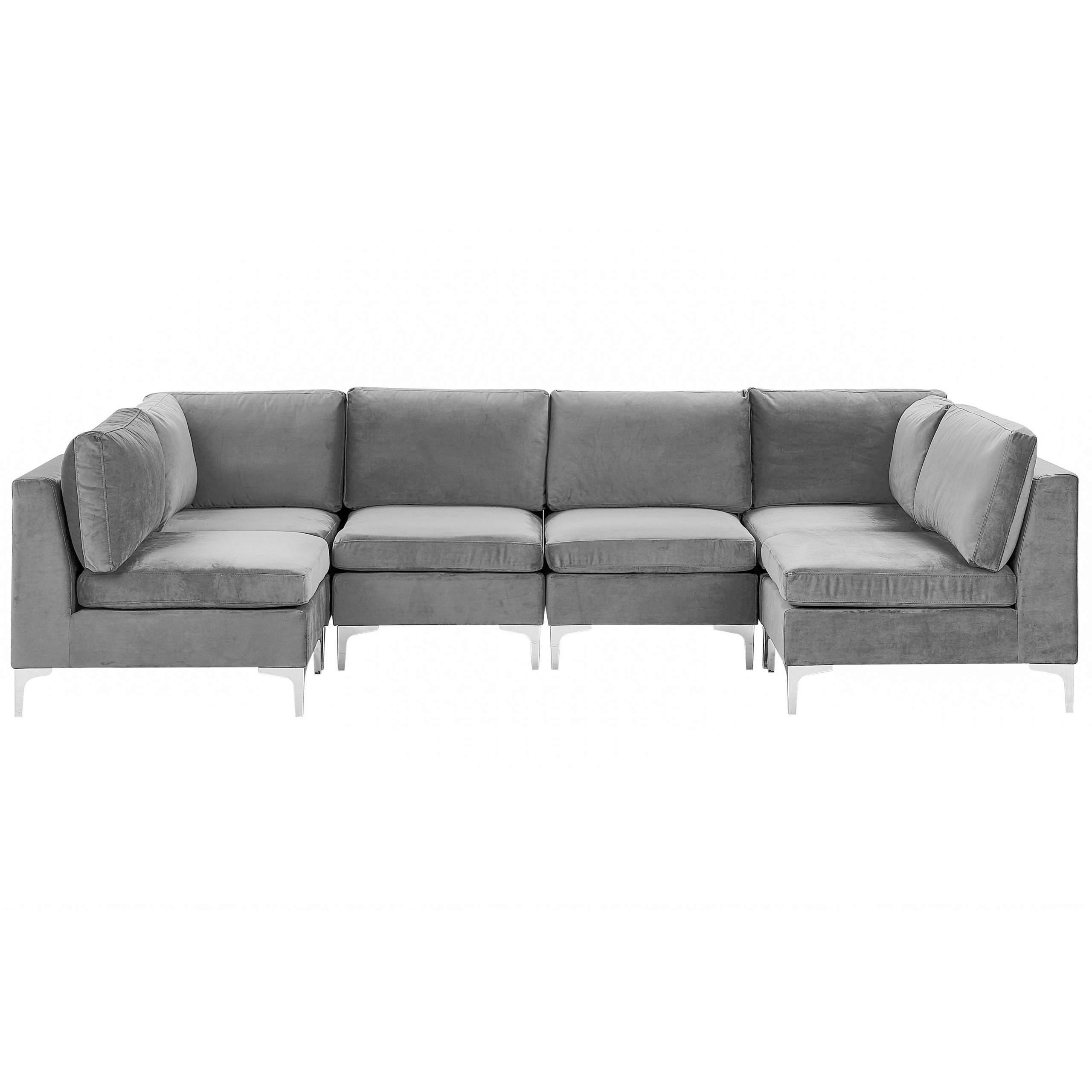 U-formet modulsofa 6 personers EVJA Velour Grå