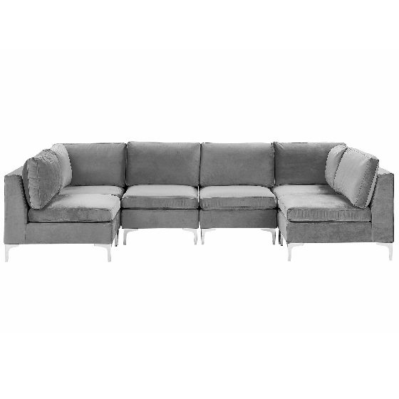 U-formet modulsofa 6 personers EVJA Velour Grå
