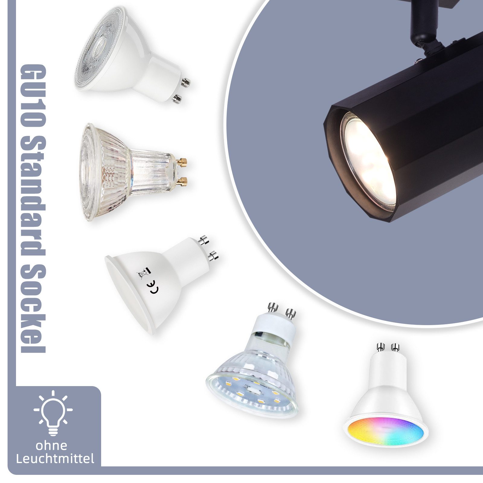 NETTLIFE Loftlampe 1-pære vintage sort metalloftlampe GU10 justerbar 350°40W