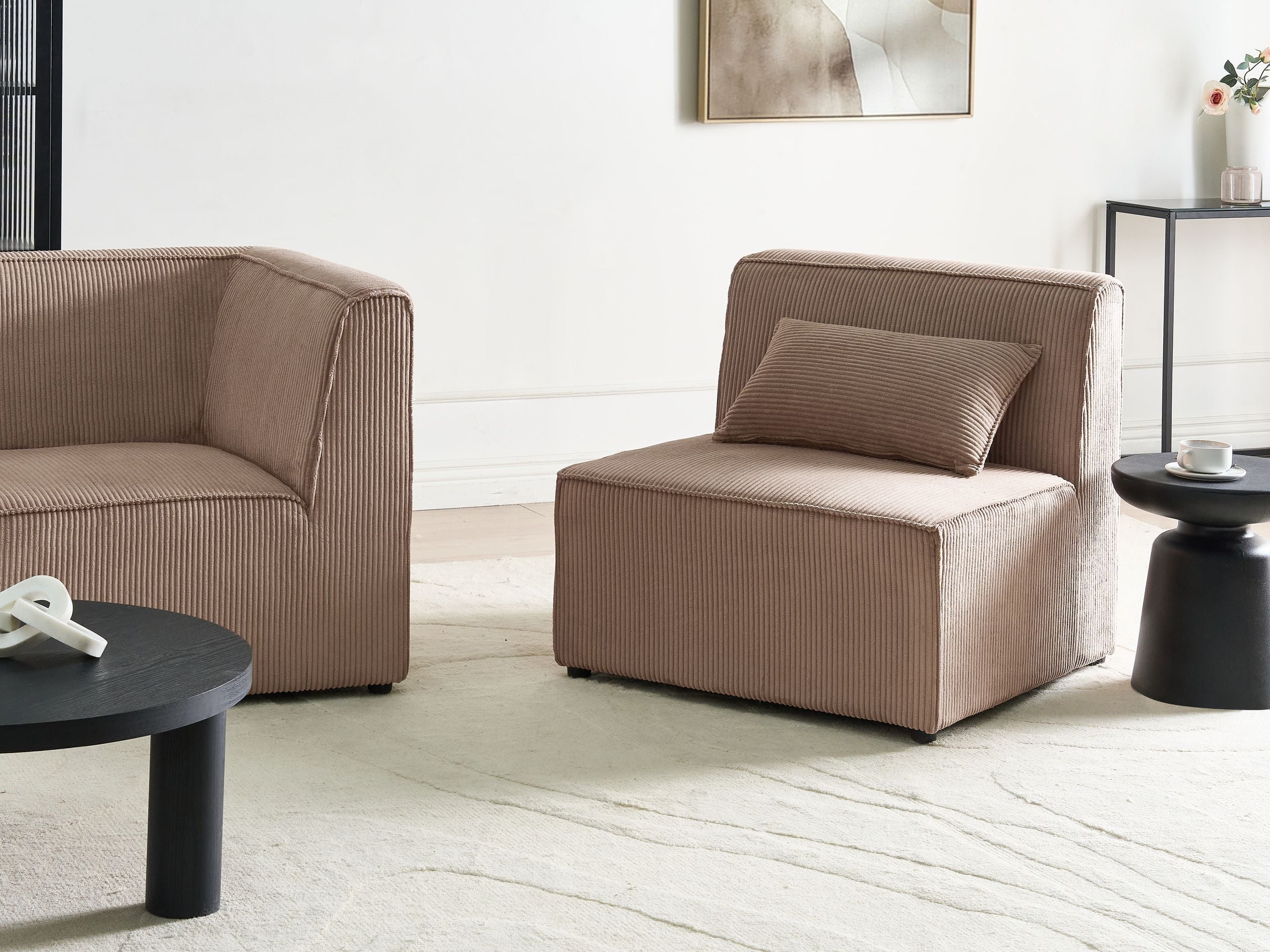Stol Modul LEMVIG Fløjl Mørk beige