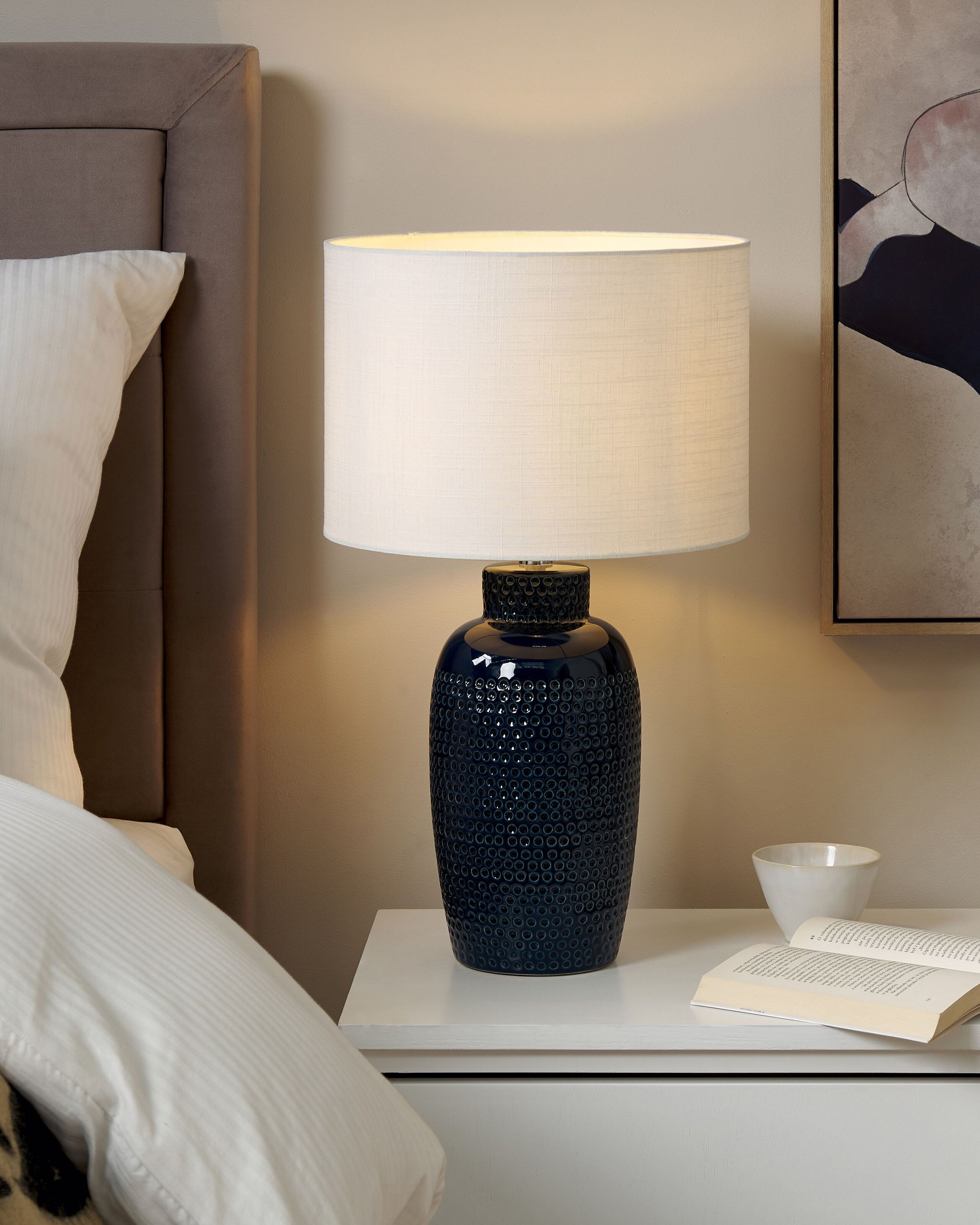 Bordlampe PERLIS Keramik Navy Blå