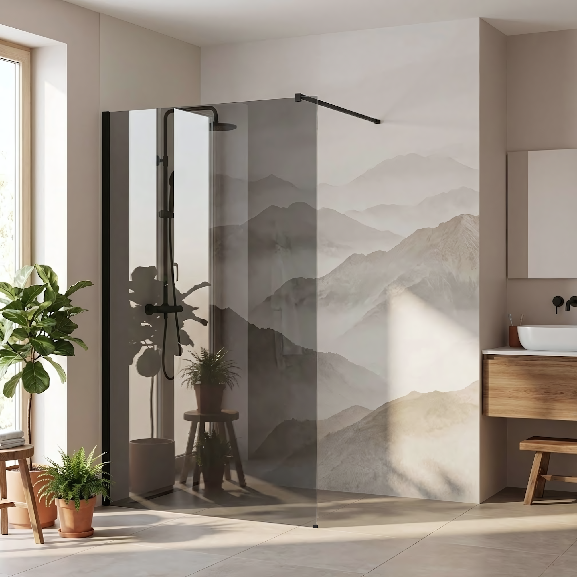 REA brusevæg Flexi Grey 100 Sort, 120x100x195cm