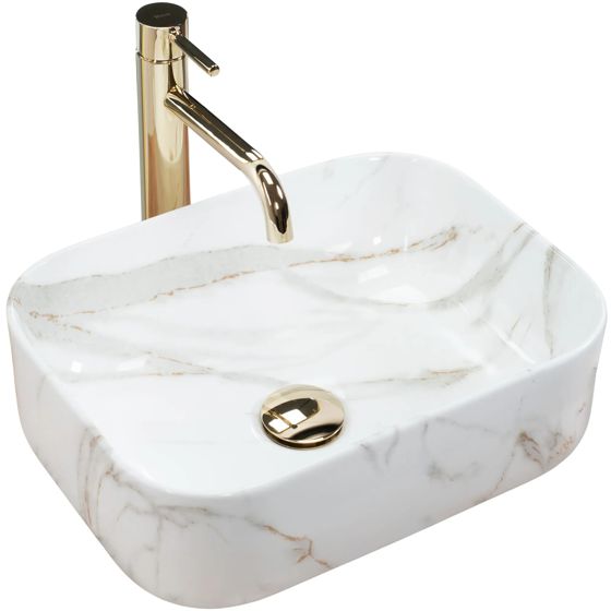 REA bordmonteret håndvask DEMI MINI SHINY AIAX Hvid, 40,5x31x14cm