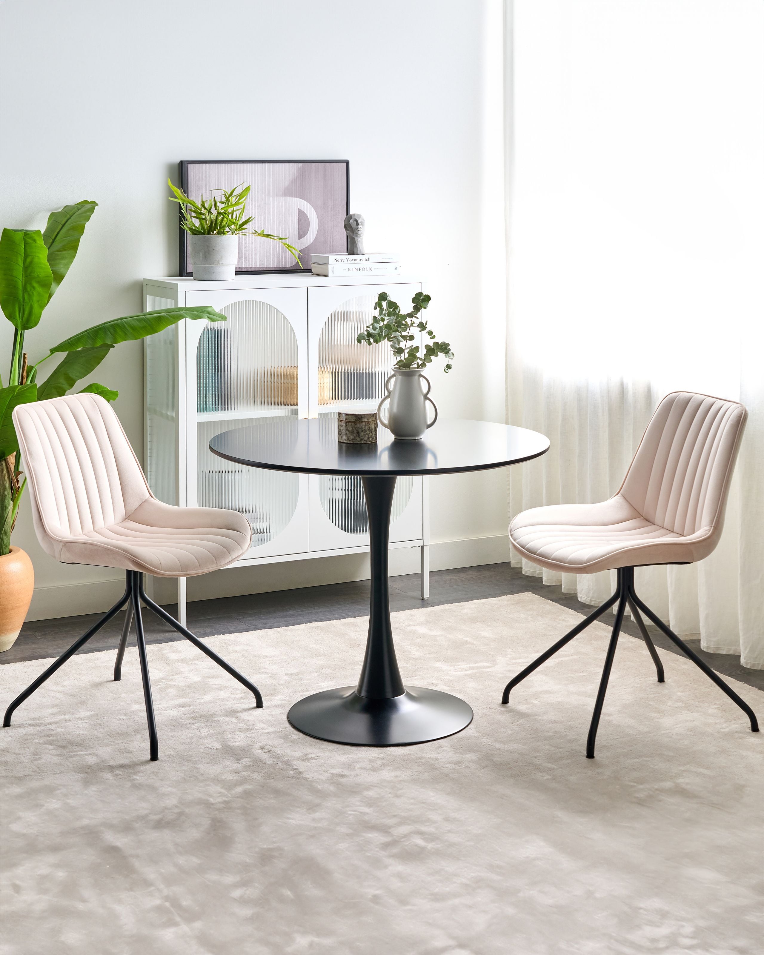 Sæt med 2 spisebordsstole NAVASOTA Velour Beige