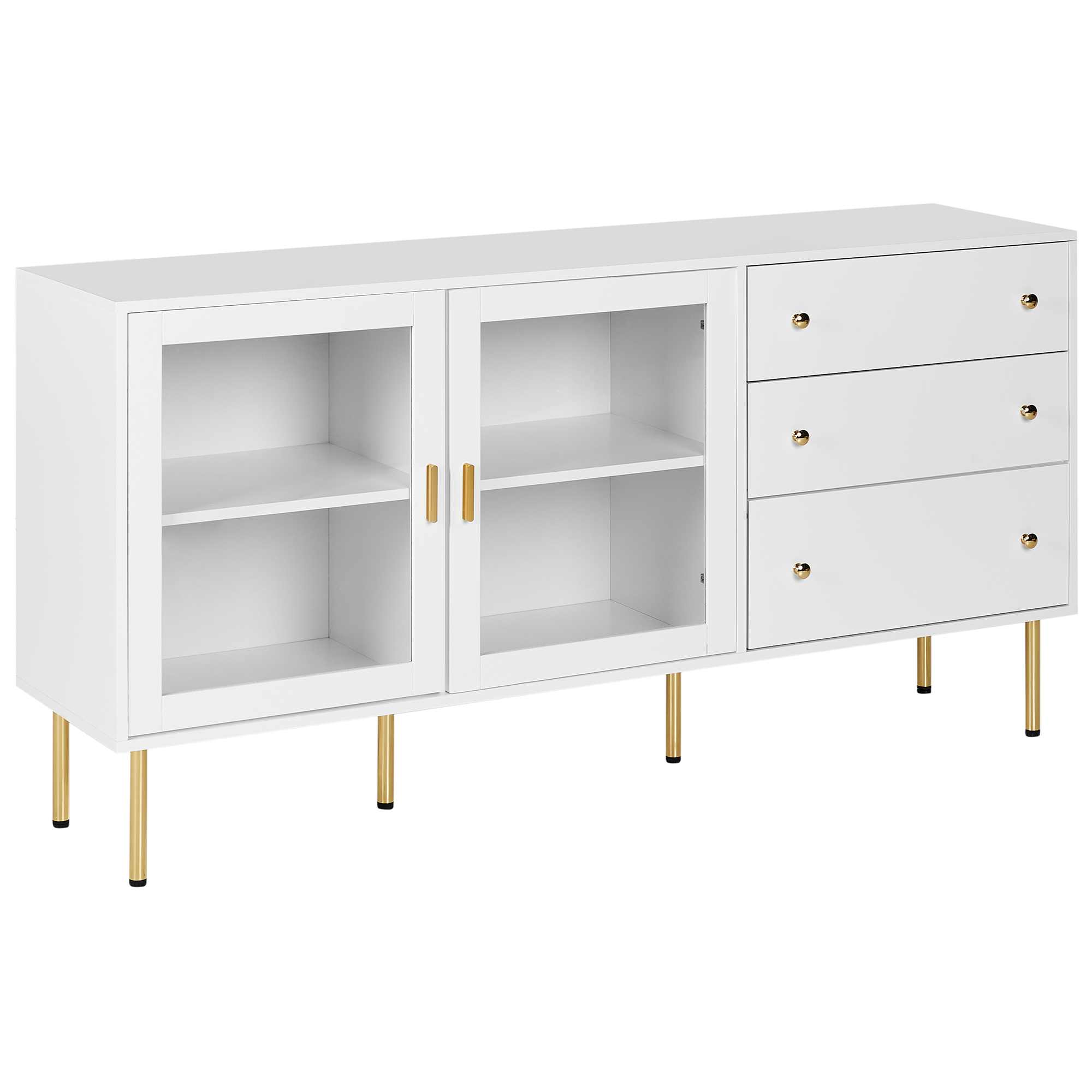 Glas vitrine skænk MILORA 160 cm Hvid