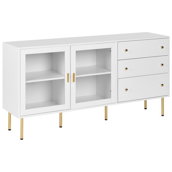 Glas vitrine skænk MILORA 160 cm Hvid