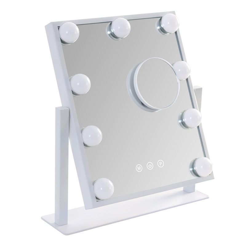 NETTLIFE Hollywood-spejl med lys - Makeup-spejl med 9 LED'er, lille makeup-spejl med lysrotation, 3 tilstande