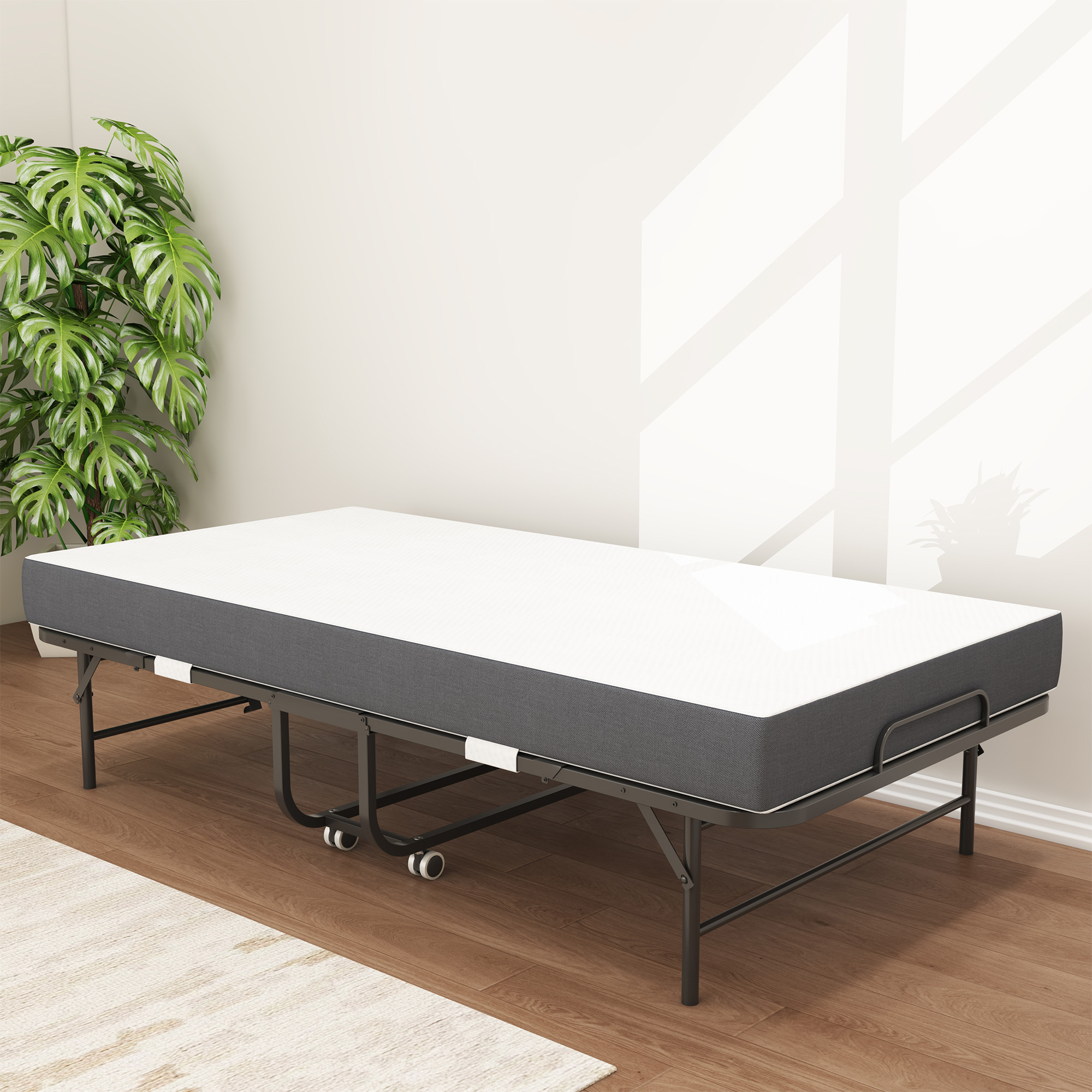 seng 190x96 cm sort metal justerbar med skuffer
