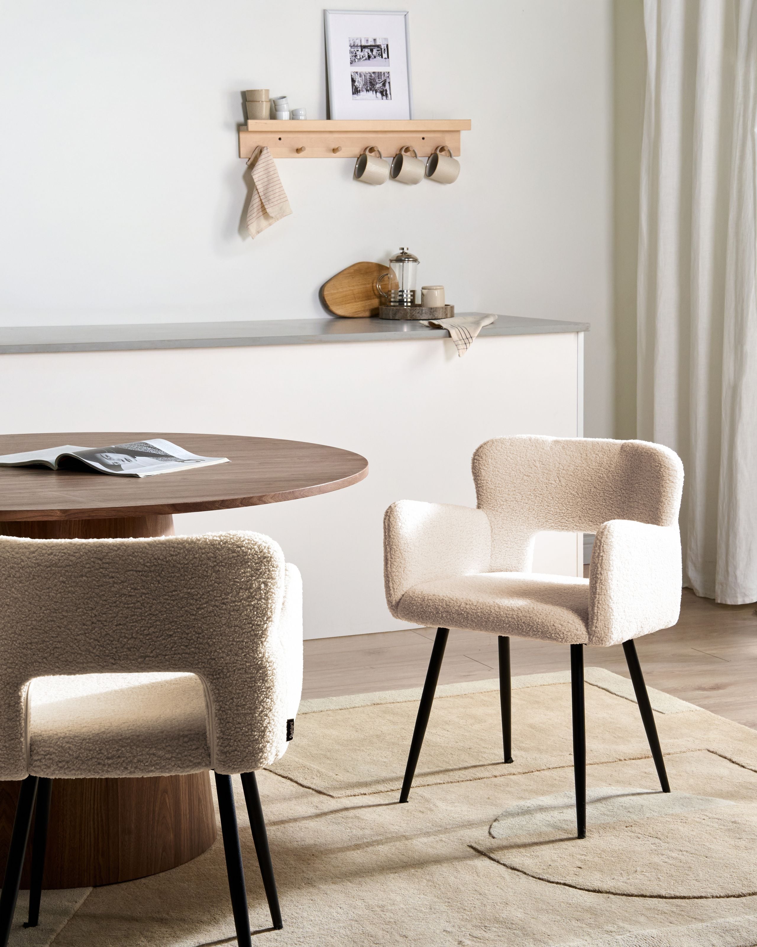 Sæt med 2 spisebordsstole SANILAC Boucle Beige