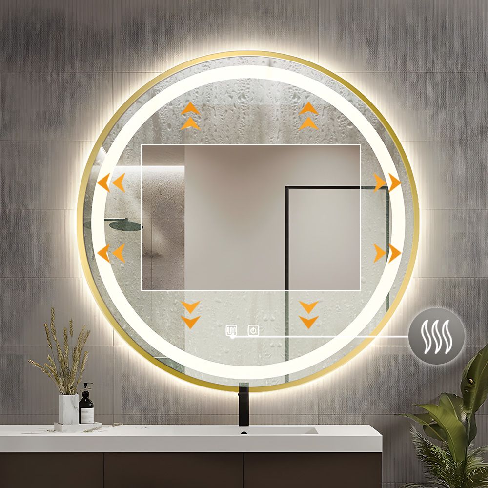 REA spejl LED MMJ 70cm Guld 4x70x70cm