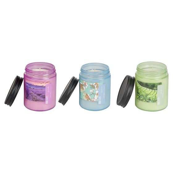 Sæt med 3 duftlys FRUITY BLOOM Soja voks Fresh notes Blomster noter