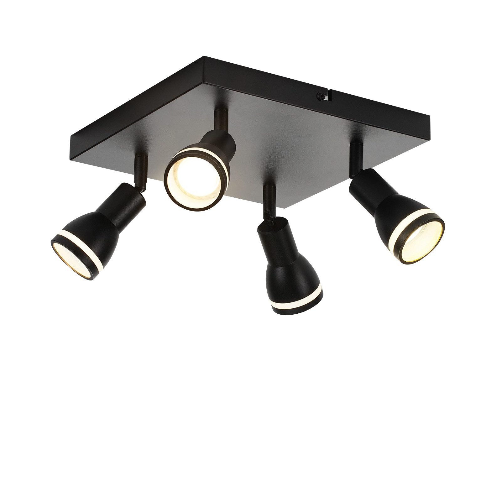 NETTLIFE LED loftlampe med 4 lamper, sort, justerbar stue, GU10 spotlight, moderne