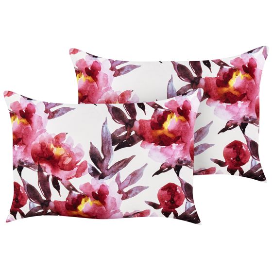 Sæt af 2 havehynder LANROSSO Blomstermønster 40 x 60 cm Lyserød