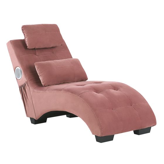 Chaiselong SIMORRE Med indbygget Bluetooth-højttaler Velour Pastellrosa