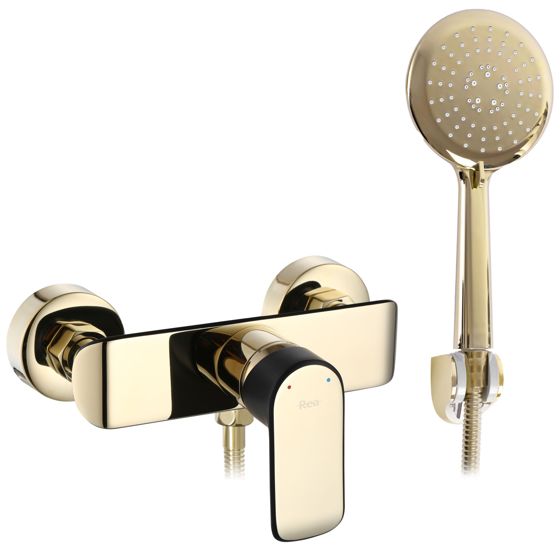 REA brusearmatur MY1805-8BG BLOOM Sort/Guld, 13,5x18,5x9,5cm