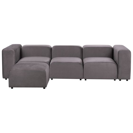 Modulsofa 3 personers FALSTERBO med fodskammel Velour Brungrå