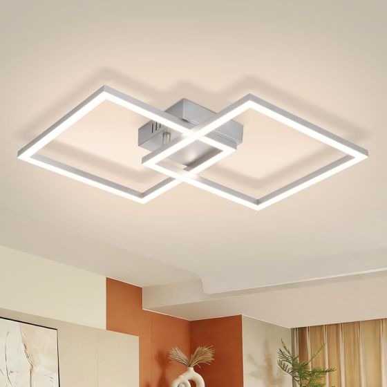 NETTLIFE LED loftlampe til køkkenet - 20 W køkkenlampe, varm hvid 3000 K, sølvfarvet drejelig soveværelseslampe, moderne design