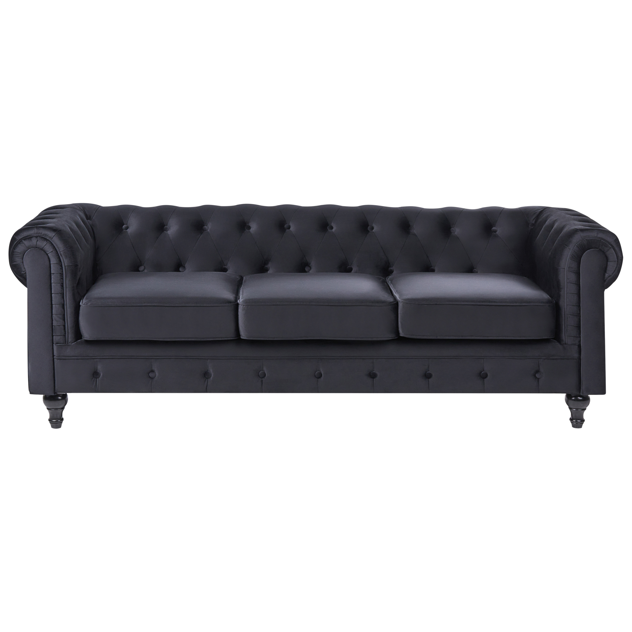 Sofa 3 personers CHESTERFIELD Velour Sort